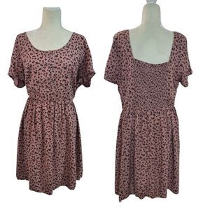 Forever 21 Women's Rust Pink Floral Cap Sleeve Travel Vacation Dress 2X